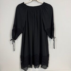 LOFT Black Mini A-line Dress Lace XS